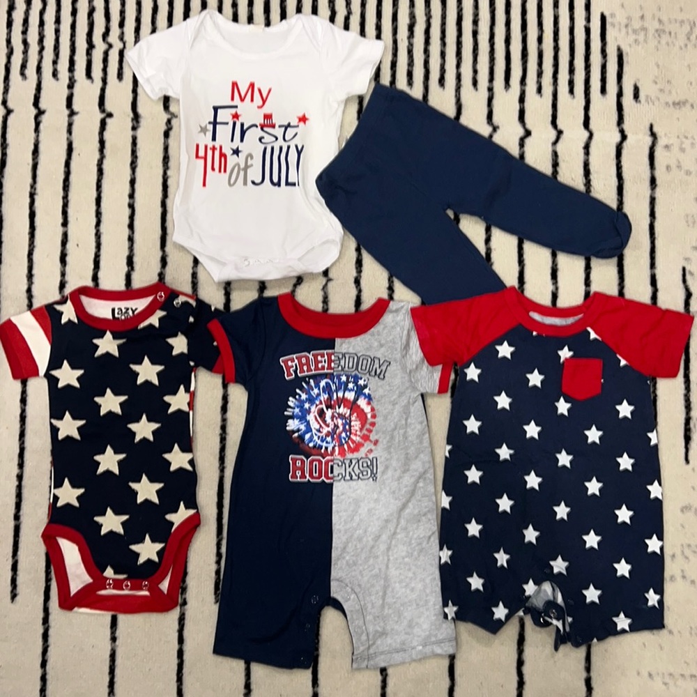 4 FOURTH OF JULY OUTFITS - size 3-6 months - all new with tags -